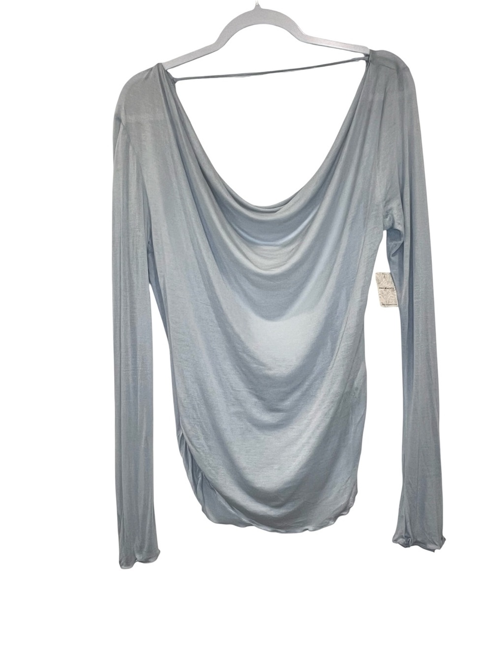 Free People Intimately Women’s Light Blue Draped Cowl Neck Long Sleeve Top